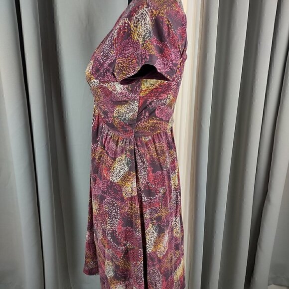 Garnet Hill Cotton Blend Dusty Rose, White Cap Sleeves Lined Midi Dress Size 4 - Picture 2 of 7